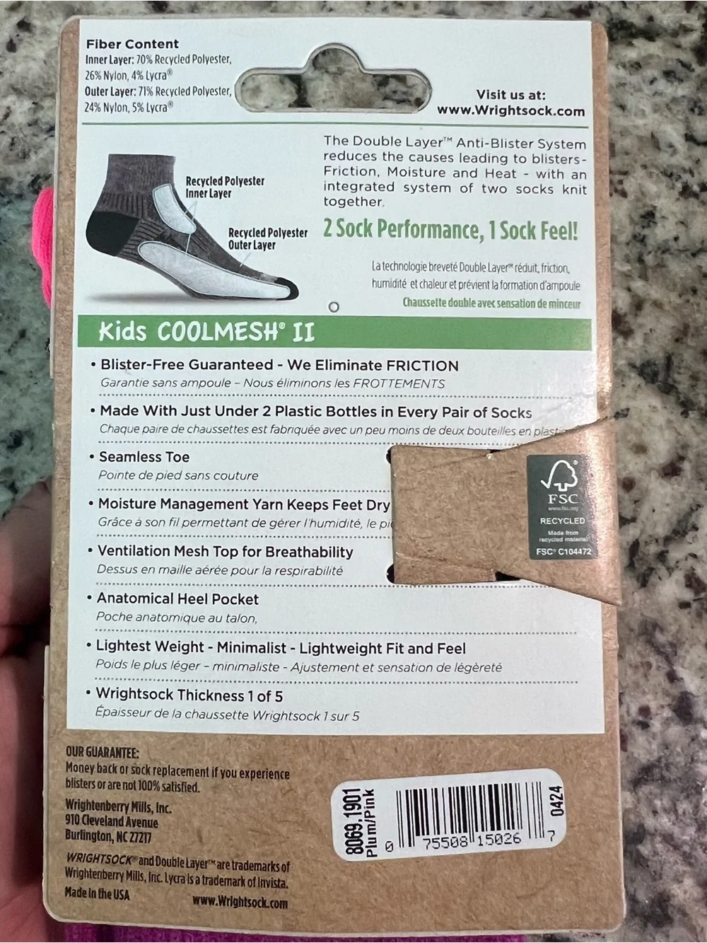 Kids Coolmesh Hiking Crew Socks - Pink/Purple REI sz 3-6